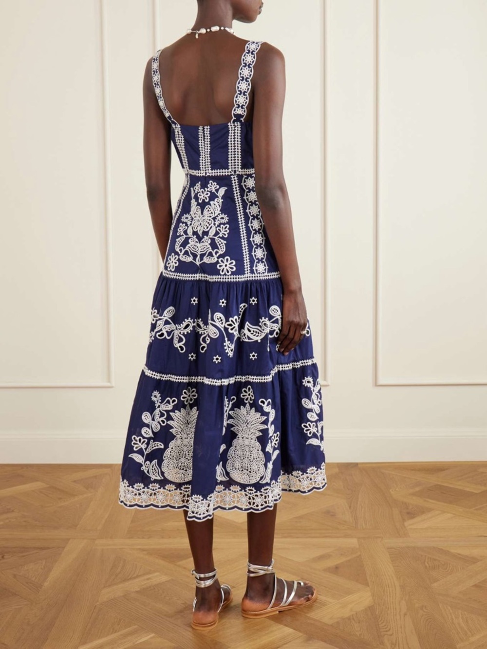 FARM Rio Blue Richelieu Embroidered Midi Dress Size Medium NWT - Picture 16 of 16